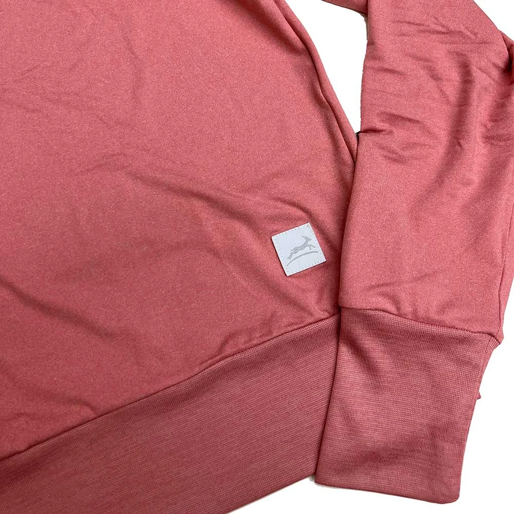 Women's Performance Tech Crewneck Sweatshirt - Heather Rose/Light Gray Woven Gazelle Patch 4 Women's Performance Tech Crewneck Sweatshirt - Heather Rose/Light Gray Woven Gazelle Patch - Image 2