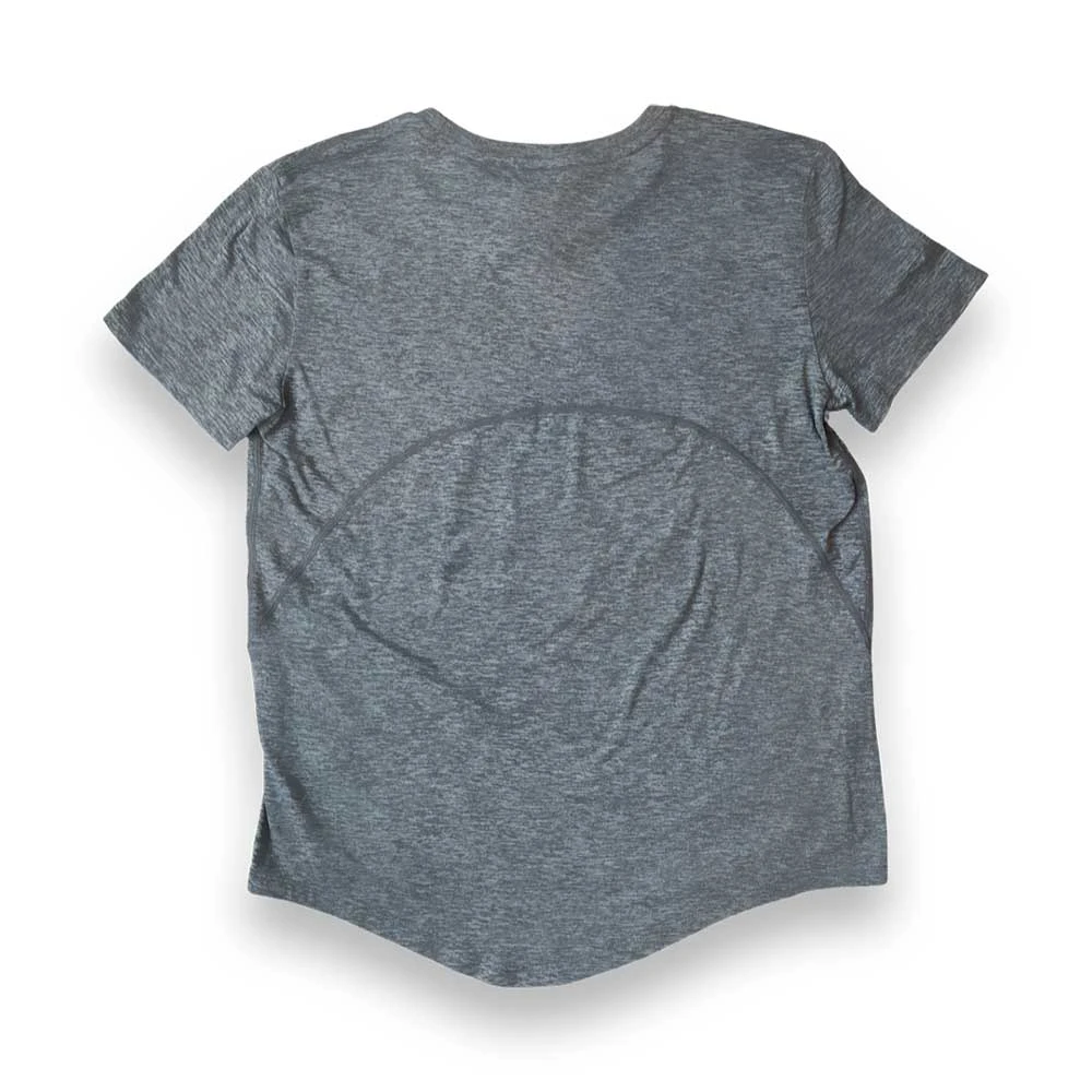 Women's She Runs GR Playful Script Perf Tech SS - Heather Gray/Light Gray/Pink 4 Women's She Runs GR Playful Script Perf Tech SS - Heather Gray/Light Gray/Pink - Image 2