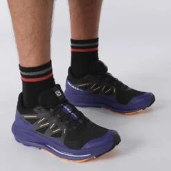 Salomon Men's Pulsar Trail Shoe - Black/Clematis Blue/Blazing Orange- Regular (D) -Optimal Sportswear Store L41603200 b1e1cabd0093cd16fb7753cd530c28a3