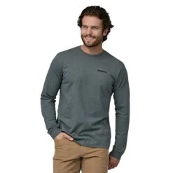 Patagonia Men's Long-Sleeved P-6 Logo Responsibili-Tee - Nouveau Green -Optimal Sportswear Store POS WBF23 38518 NUVG JF1