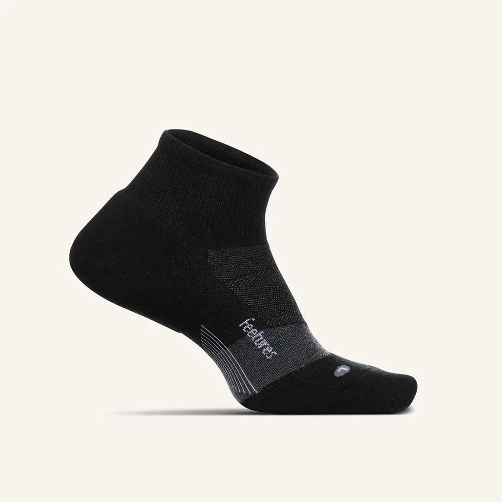 Feetures Unisex Merino 10 Cushion Quarter Socks- Charcoal 3 Feetures Unisex Merino 10 Cushion Quarter Socks- Charcoal
