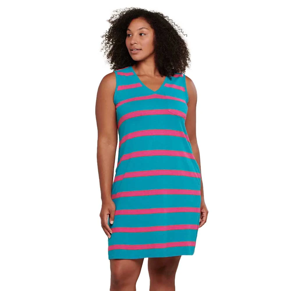 Women's Grom Tank Dress - Curacao Wide Stripe 3 Women's Grom Tank Dress - Curacao Wide Stripe