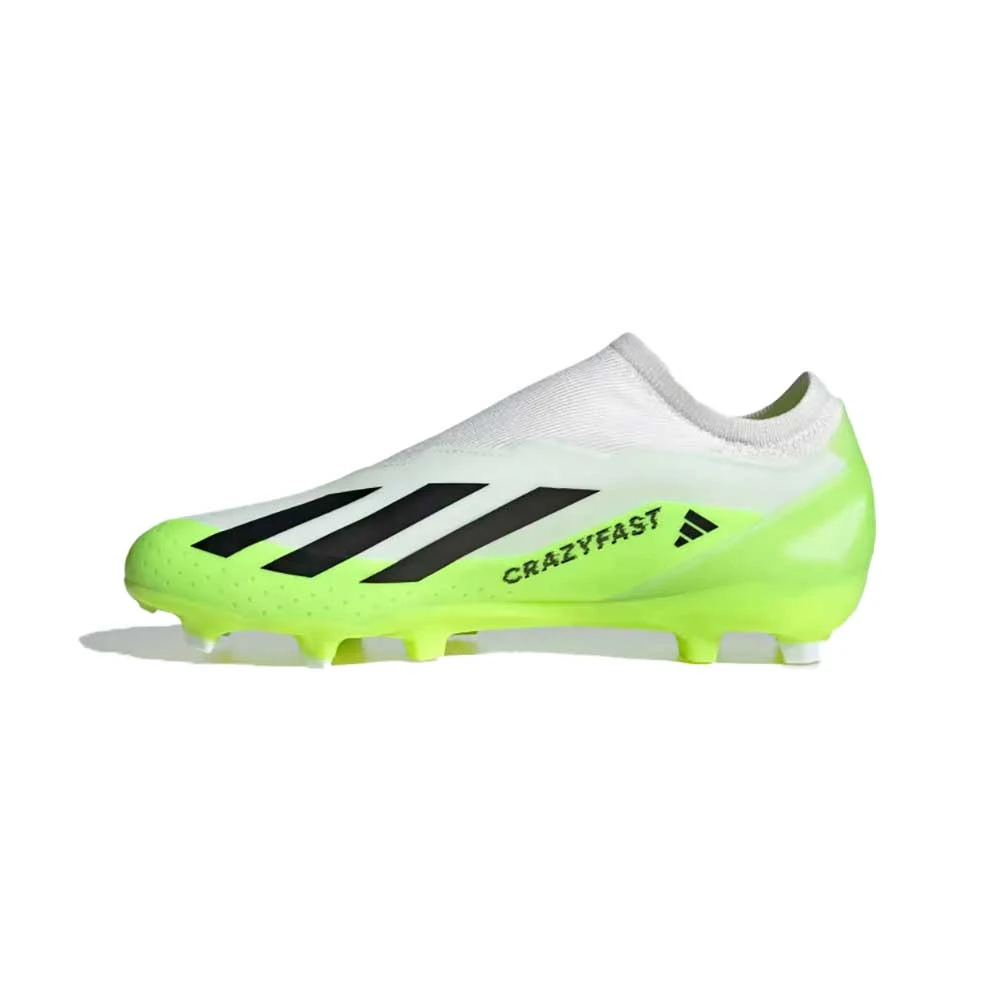 ADIDAS Unisex X Crazyfast .3 Laceless FG Soccer Cleat - Cloud White / Core Black / Lucid Lemon- Regular (D) 5 ADIDAS Unisex X Crazyfast .3 Laceless FG Soccer Cleat - Cloud White / Core Black / Lucid Lemon- Regular (D) - Image 3