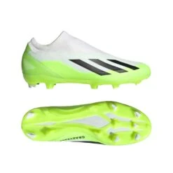 ADIDAS Unisex X Crazyfast .3 Laceless FG Soccer Cleat - Cloud White / Core Black / Lucid Lemon- Regular (D) 19 ADIDAS Unisex X Crazyfast .3 Laceless FG Soccer Cleat - Cloud White / Core Black / Lucid Lemon- Regular (D) -Optimal Sportswear Store X CRAZYFAST.3 LL FG White HQ4515 22 model