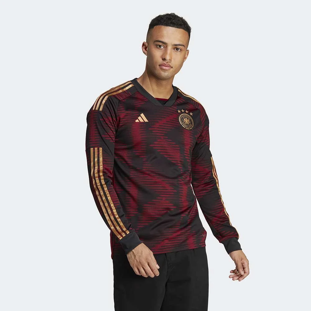 ADIDAS Men's Germany 2022 Away Long Sleeve Jersey - Black 4 ADIDAS Men's Germany 2022 Away Long Sleeve Jersey - Black - Image 2
