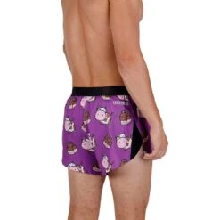 Men's Choccy Cows 2" Split Short - Choccy Cows -Optimal Sportswear Store chicknlegs mens choccy cows 2 inch split running shorts rear view