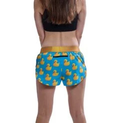 Women's Rubber Ducky 1.5" Split Short - Rubber Ducky 11 Women's Rubber Ducky 1.5" Split Short - Rubber Ducky -Optimal Sportswear Store chicknlegs womens rubber ducky 1.5 inch split running shorts back