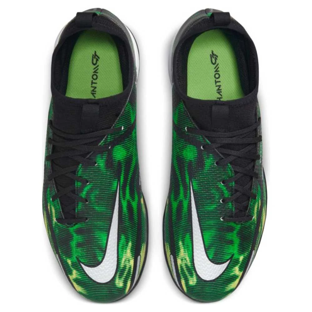 JR Nike Phantom GT2 DF SW IC Soccer Shoe - Black/Mtlc Platinum/Green Strike 6 JR Nike Phantom GT2 DF SW IC Soccer Shoe - Black/Mtlc Platinum/Green Strike - Image 4