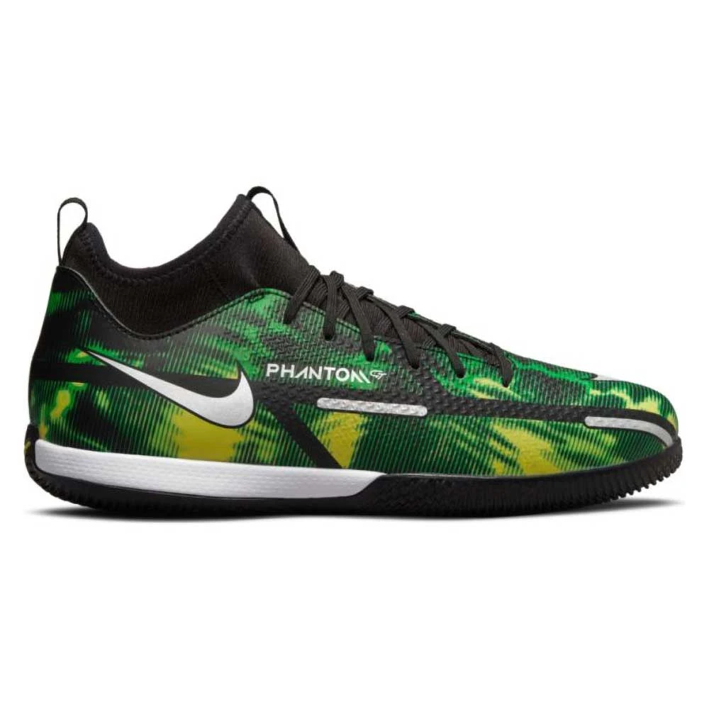 JR Nike Phantom GT2 DF SW IC Soccer Shoe - Black/Mtlc Platinum/Green Strike 3 JR Nike Phantom GT2 DF SW IC Soccer Shoe - Black/Mtlc Platinum/Green Strike