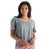 Women's Bamboo Heritage V Neck Tee - Heather Flint -Optimal Sportswear Store heritage vneck tee heather flint women 1