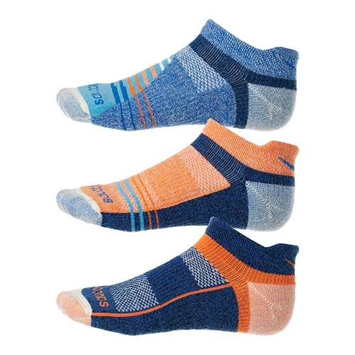 Saucony Men's Inferno Merino Wool No Show Tab Socks - Orange/Blue -3-pack 4 Saucony Men's Inferno Merino Wool No Show Tab Socks - Orange/Blue -3-pack - Image 2