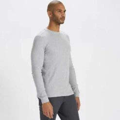 Vuori Men's Waffle Crew - Light Heather Grey -Optimal Sportswear Store px V176LHG 2 1200x crop center jpg