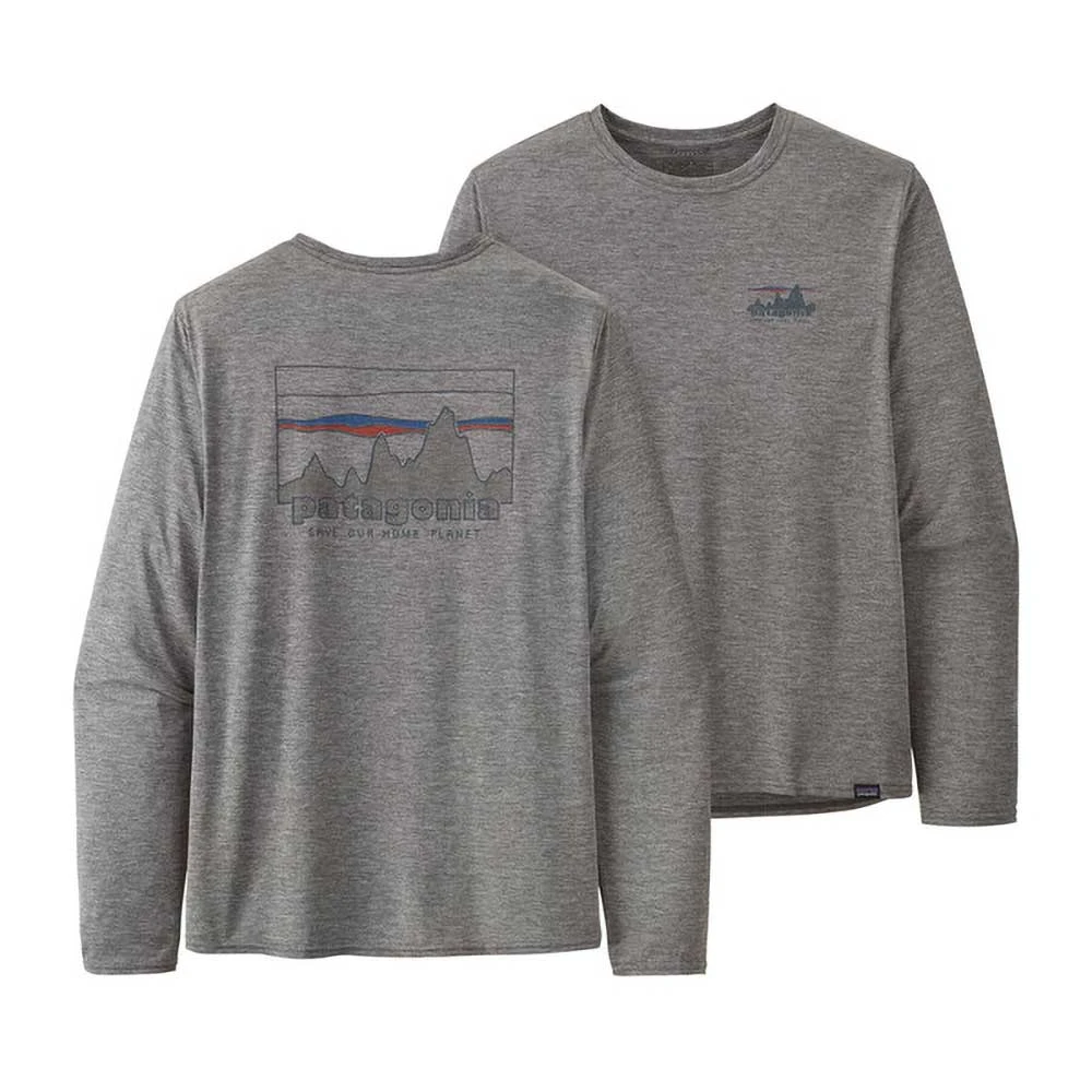 Patagonia Men's Long Sleeved Cap Cool Daily Graphic Shirt - '73 Skyline: Feather Grey 3 Patagonia Men's Long Sleeved Cap Cool Daily Graphic Shirt - '73 Skyline: Feather Grey