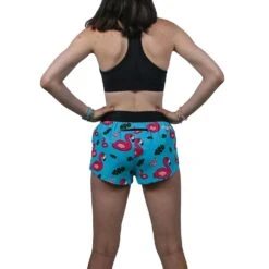 Women's Blue Flamingo 1.5" Short - Blue Flamingo -Optimal Sportswear Store womens blue flamingo 1.5 inch split shorts back